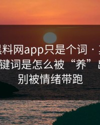 你以为黑料网app只是个词 · 其实牵着一条关键词是怎么被“养”出来的，别被情绪带跑