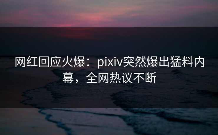 网红回应火爆：pixiv突然爆出猛料内幕，全网热议不断