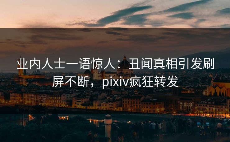 业内人士一语惊人：丑闻真相引发刷屏不断，pixiv疯狂转发