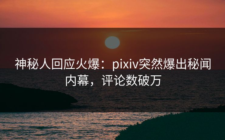 神秘人回应火爆：pixiv突然爆出秘闻内幕，评论数破万