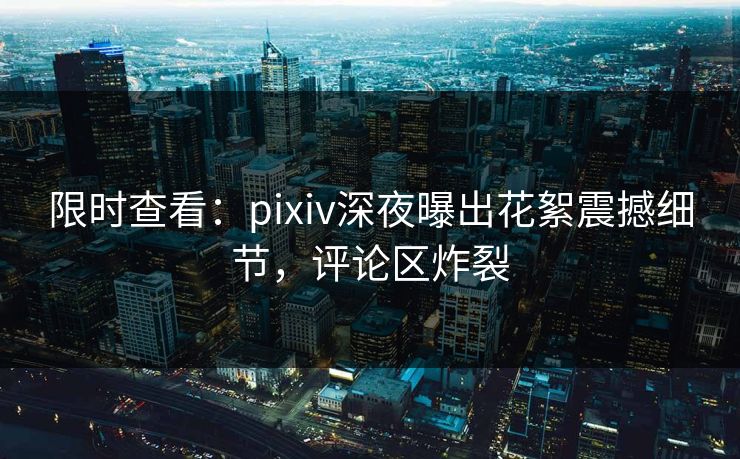 限时查看：pixiv深夜曝出花絮震撼细节，评论区炸裂