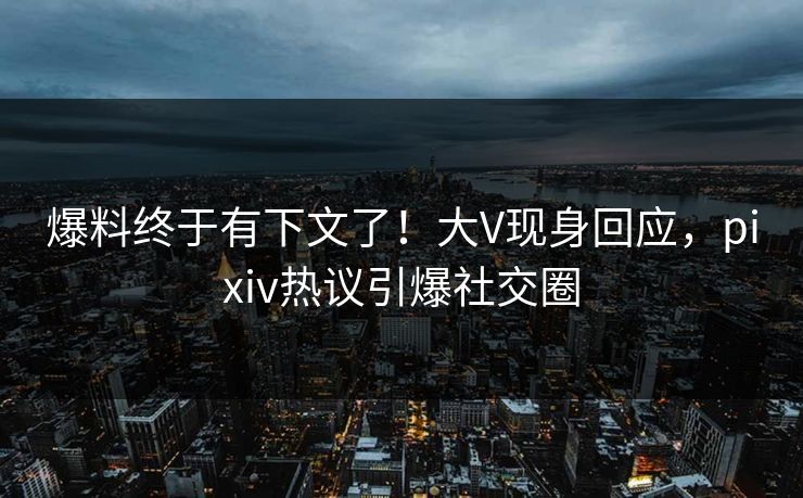 爆料终于有下文了！大V现身回应，pixiv热议引爆社交圈