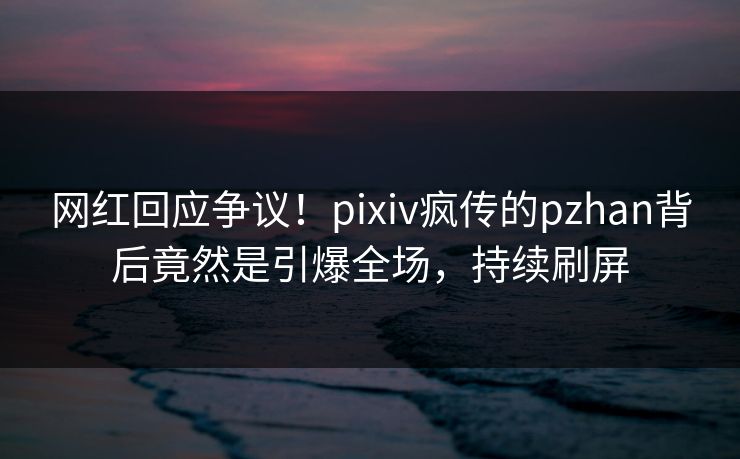 网红回应争议!pixiv疯传的pzhan背后竟然是引爆全场,持续刷屏 网红回应争议!pixiv疯传的pzhan背后竟然是引爆全场,持续刷屏