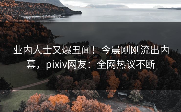 业内人士又爆丑闻!今晨刚刚流出内幕,pixiv网友:全网热议不断 业内人士又爆丑闻!今晨刚刚流出内幕,pixiv网友:全网热议不断