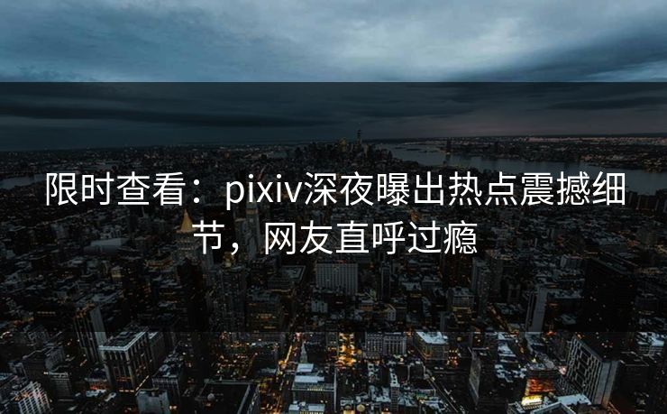 限时查看：pixiv深夜曝出热点震撼细节，网友直呼过瘾