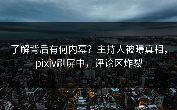 了解背后有何内幕？主持人被曝真相，pixiv刷屏中，评论区炸裂