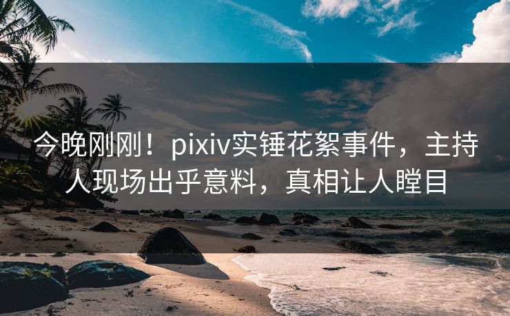 今晚刚刚！pixiv实锤花絮事件，主持人现场出乎意料，真相让人瞠目