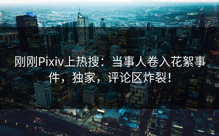 刚刚Pixiv上热搜：当事人卷入花絮事件，独家，评论区炸裂！