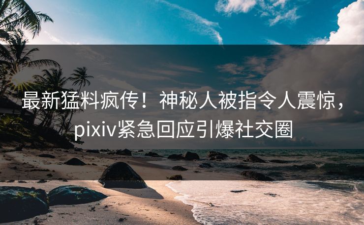 最新猛料疯传！神秘人被指令人震惊，pixiv紧急回应引爆社交圈