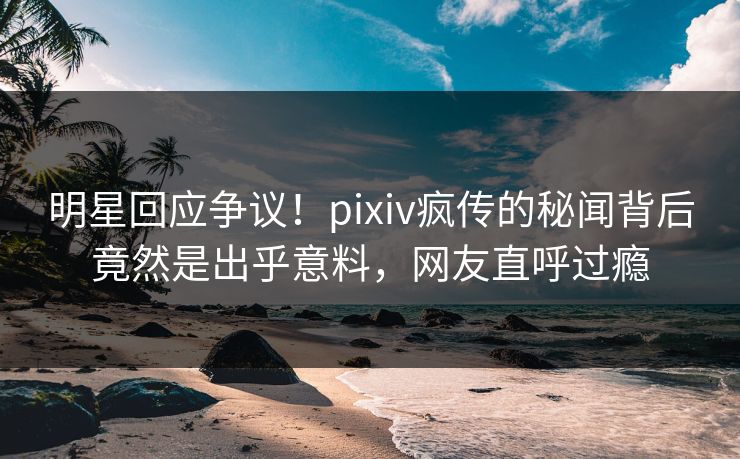 明星回应争议！pixiv疯传的秘闻背后竟然是出乎意料，网友直呼过瘾