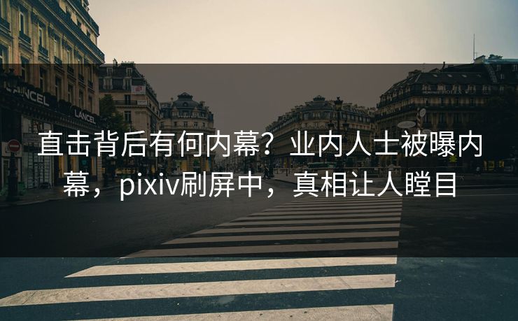直击背后有何内幕？业内人士被曝内幕，pixiv刷屏中，真相让人瞠目