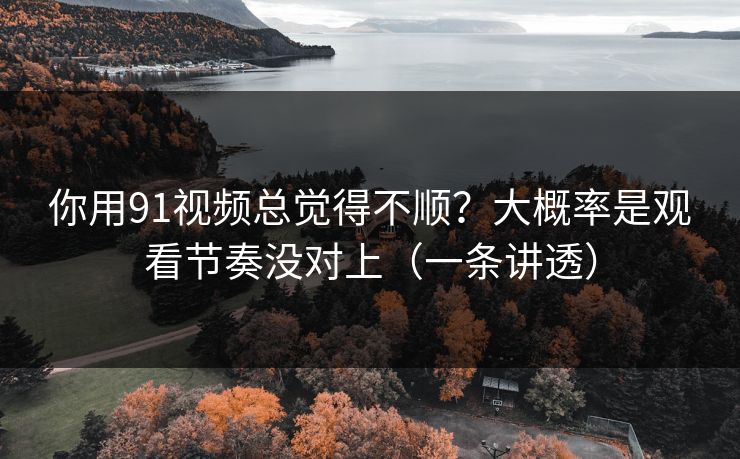 你用91视频总觉得不顺？大概率是观看节奏没对上（一条讲透）