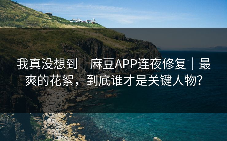 我真没想到|麻豆APP连夜修复|最爽的花絮,到底谁才是关键人物? 我真没想到|麻豆APP连夜修复|最爽的花絮,到底谁才是关键人物?