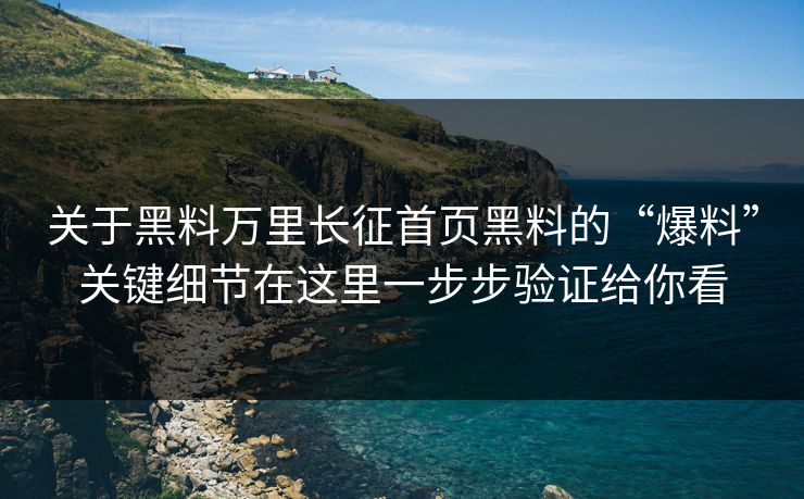 关于黑料万里长征首页黑料的“爆料”关键细节在这里一步步验证给你看